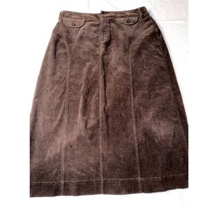 Croft & Barrow Brown Corduroy A-Line Midi Skirt Size 16 Modest Normcore
